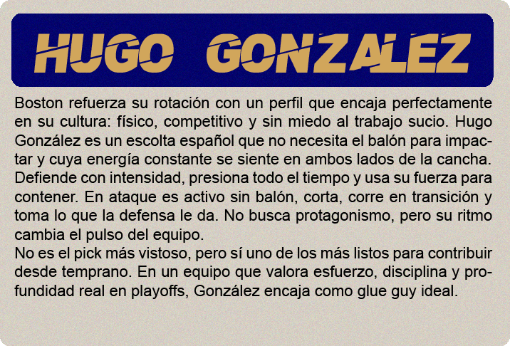 Cooper Flagg (2.06m) es el gran premio del draft 2025, y no solo por el hype: es un jugador hipercompleto, con impacto real en ambos lados de la cancha y listo para contribuir desde el día uno. No tiene una habilidad élite todavía, pero hace todo bien: defiende con inteligencia y energía, lee el juego a nivel NBA, puede pasar, rebotear, cortar, proteger el aro y castigar errores sin forzar nada. Su ofensiva sigue puliéndose—no es un “go-to guy” uno contra uno—pero tiene buen manejo, visión, y un tiro en desarrollo que ya es confiable en catch-and-shoot. Defensivamente, es una máquina de cerrar posesiones. Cambia en todos los picks, defiende al balón o ayuda, y acelera transiciones con su lectura y anticipación. Su valor no está en cargar con todo, sino en elevar a los que lo rodean. Es adaptable, tiene mentalidad ganadora y está programado para impactar sin necesidad de volumen.